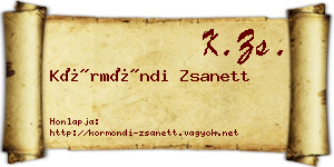 Körmöndi Zsanett névjegykártya